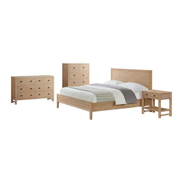 Alaterre Furniture Arden 4-Piece Bedroom Set with King Bed, 2-Drawer Nightstand with open shelf, Chest, Dresser ANAN02344029 - main